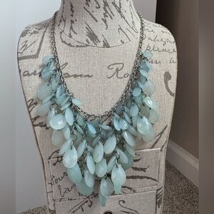 Light Aqua Teardrop Statement Necklace